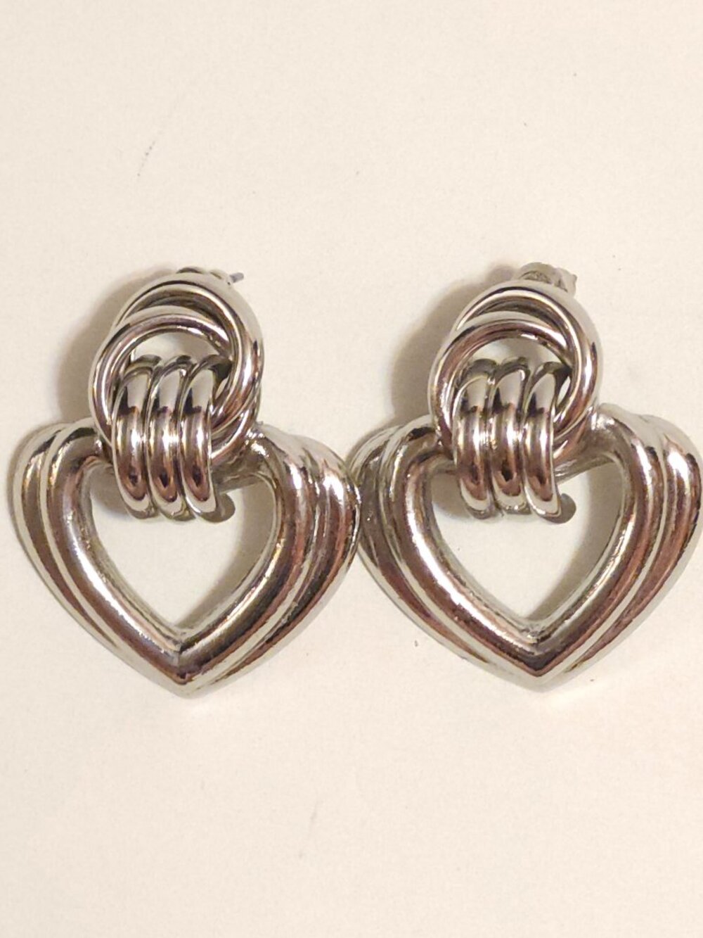 ELEGANT Heart Rope Earrings Silver Tone Dangle Earrings CONSTANT CALM